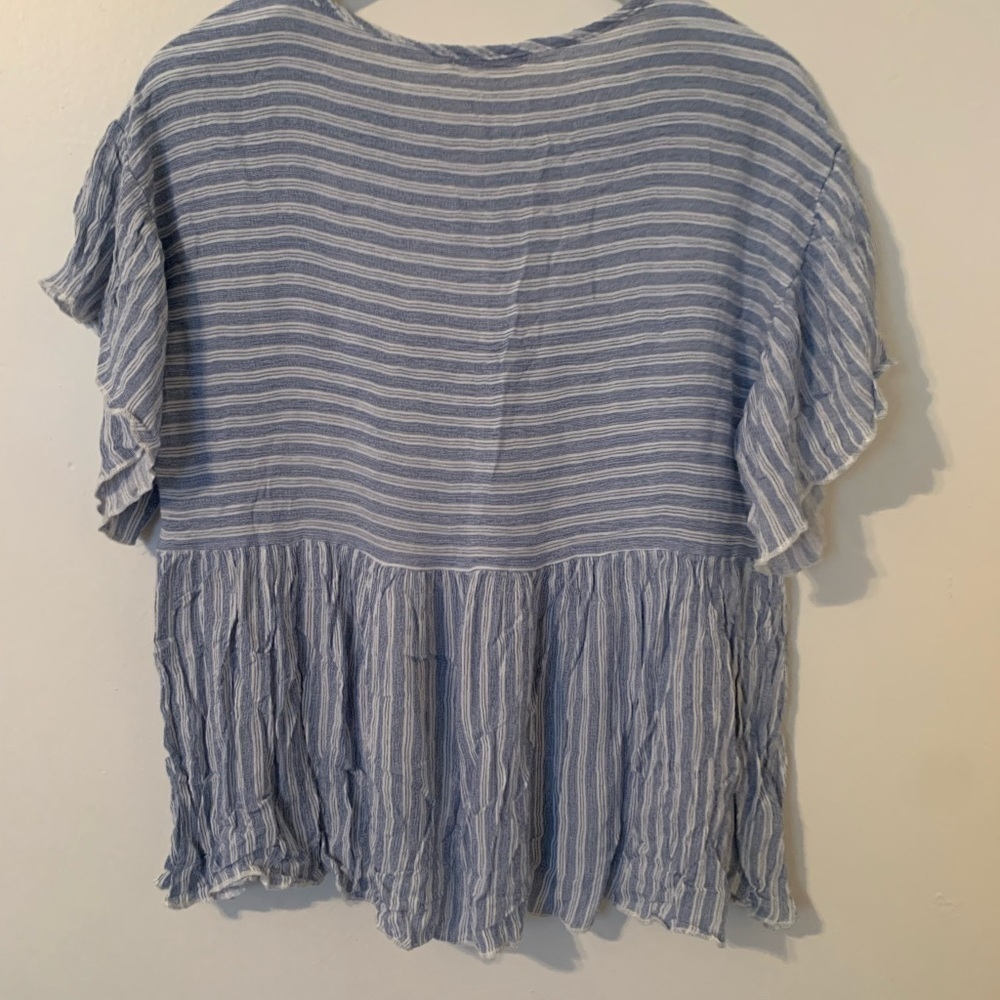 Orange Farm pinstripe loose fitting Blouse Size Large - Picture 5 of 5